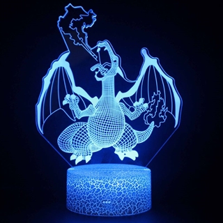 Pokemon Charizard 3D lampe med fjernbetjening - Dæmpbar